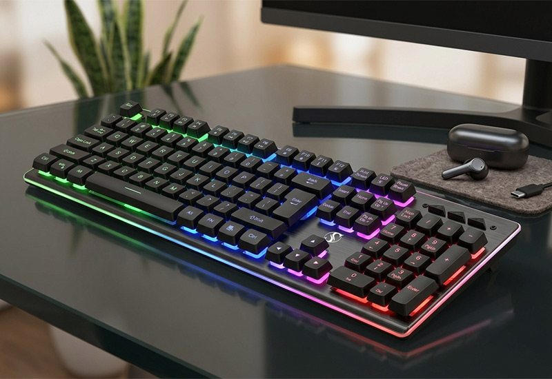 104-Keys-2.4G-Wireless-Membrane-Keyboard-with-Aluminum-Panel-Keyboard-Model-NK70-W-Technical-Introduction