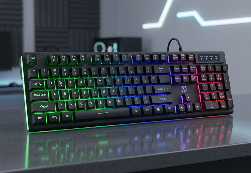 104-Keys-Backlit-Membrane-Keyboard-with-Metal-Panel-26-Key-Anti-Ghosting-Multi-Language-Key-Selling-Points
