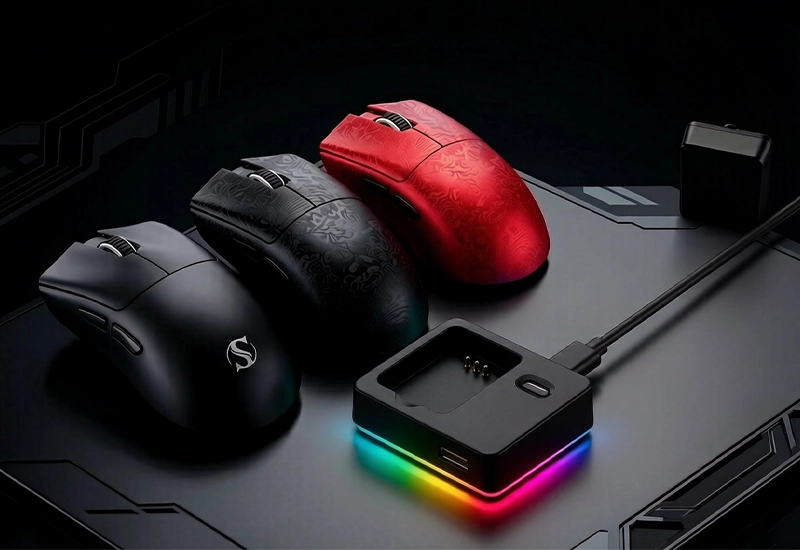 71g±3g Lightweight Tri-Mode Gaming Mouse Dual Swap Batteries RGB Charging Dock Model M39 Description3