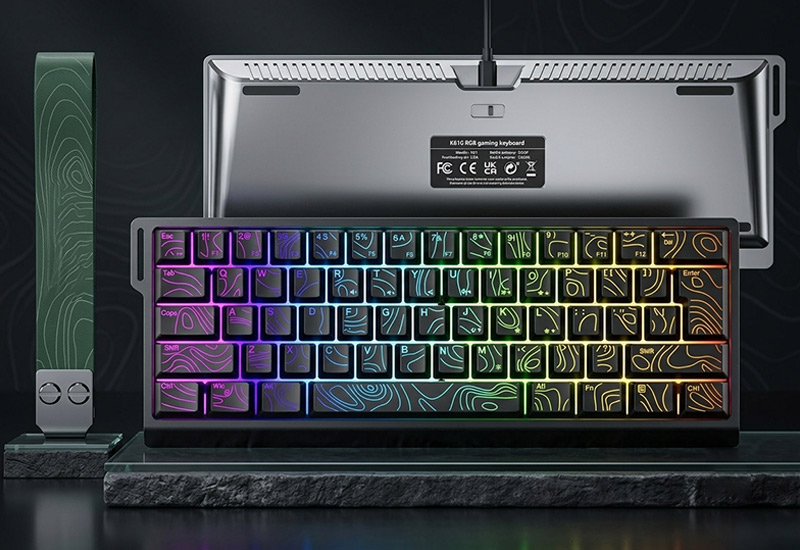 Compact-61-Key-Membrane-Gaming-Keyboard-With-Topographic-Print-Keycaps-&-Rainbow-Lighting-K2-Technical-Introduction