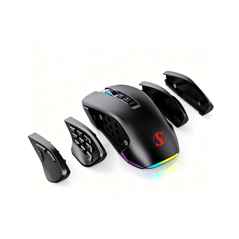 Modular Gaming Mouse with 9 Side Buttons & Replaceable Wings 12400DPI RGB Programmable Mouse Model G28
