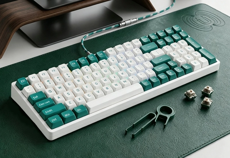 Full Size Hot SwappableMagnetic Axis Wired GamingKeyboard With Dual 8KPerformance & RGB BacklightVL96 (1)