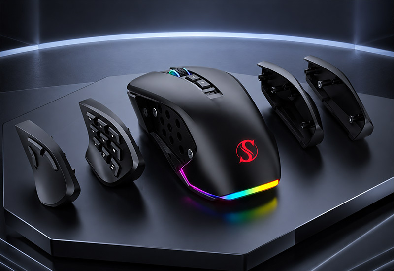 Modular-Gaming-Mouse-with-9-Side-Buttons-&-Replaceable-Wings-12400DPI-RGB-Key-Selling-Points
