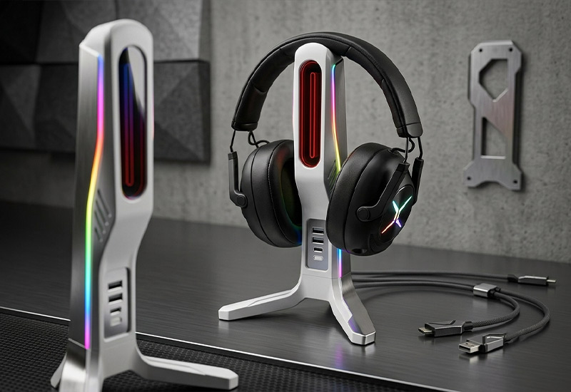 Multifunctional-RGB-Gaming-Headphone-Stand,-2-USB-Hubs-Features-&-Highlights