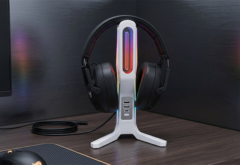 Multifunctional-RGB-Gaming-Headphone-Stand,-2-USB-Hubs-&-Type-C-Charging-Desk-Headset-Holder-HUB08-Key-Selling-Points