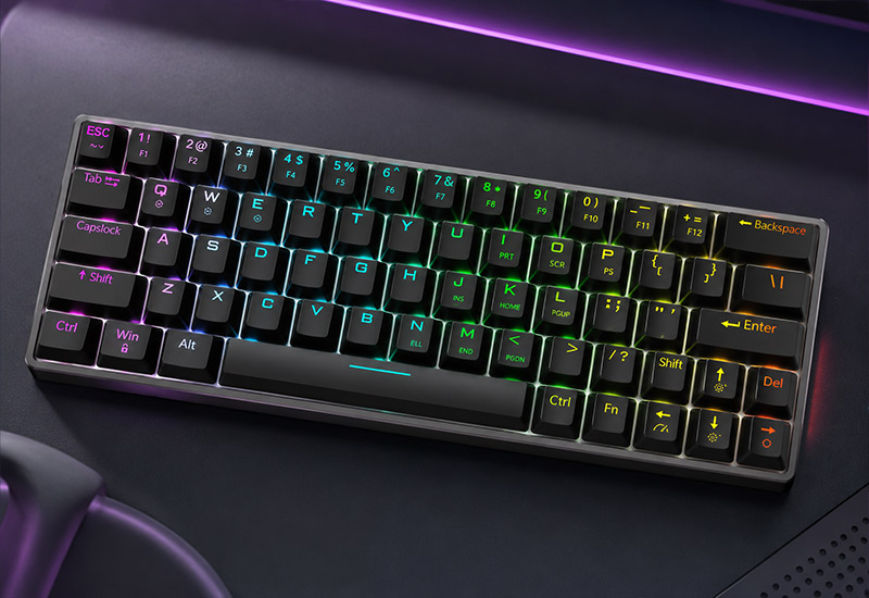 RGB-Backlit-Membrane-Keyboard-Type-C-Detachable-Wired-Rainbow-Backlight-Keyboard-Model-KG61-Technical-Introduction