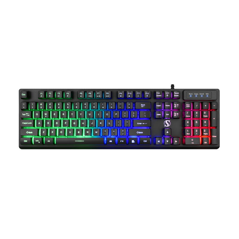 104 Keys Backlit Membrane Keyboard with Metal Panel 26-Key Anti-Ghosting Multi-Language Layout Keyboard Model NK-50