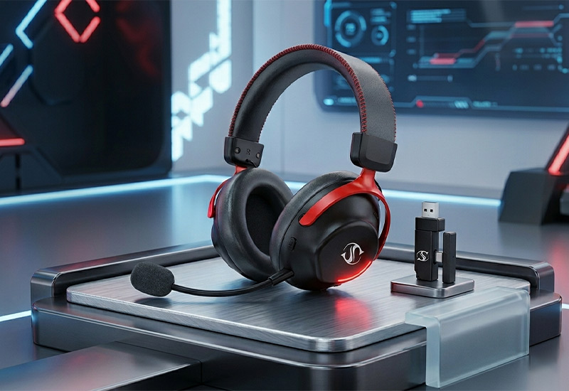 Tri-Mode 2.4G+Bluetooth+Wired Gaming Headset 53mm Large Driver JL7018 Chip Detachable Foldable Mic RGB Magnetic Earcup Headphone Model L3 Description5